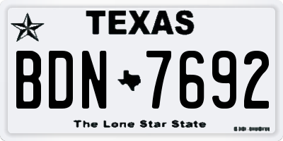 TX license plate BDN7692