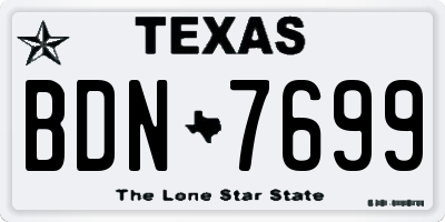 TX license plate BDN7699