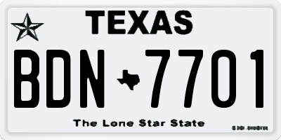 TX license plate BDN7701