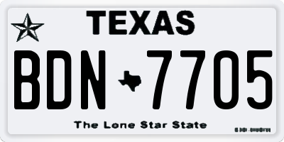 TX license plate BDN7705