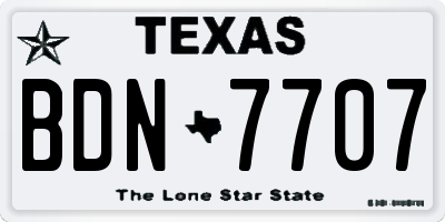 TX license plate BDN7707