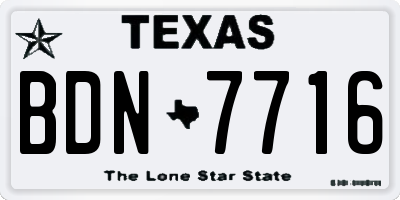 TX license plate BDN7716