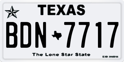 TX license plate BDN7717