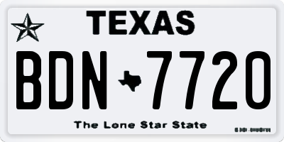 TX license plate BDN7720