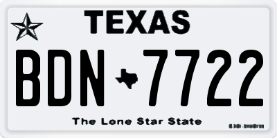 TX license plate BDN7722