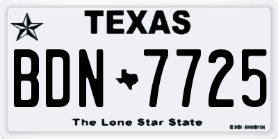 TX license plate BDN7725