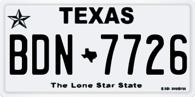 TX license plate BDN7726