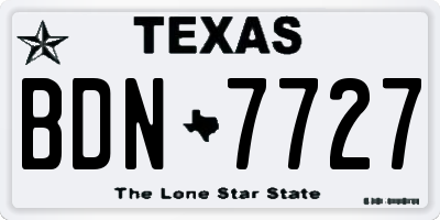 TX license plate BDN7727