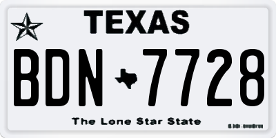 TX license plate BDN7728