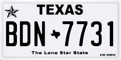 TX license plate BDN7731