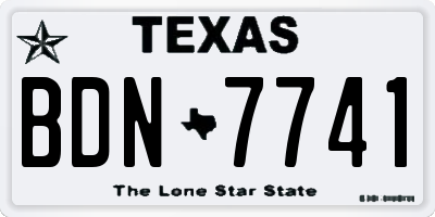 TX license plate BDN7741