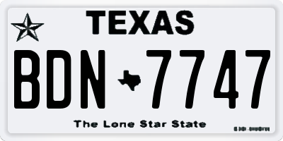 TX license plate BDN7747