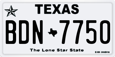 TX license plate BDN7750