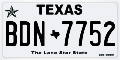 TX license plate BDN7752