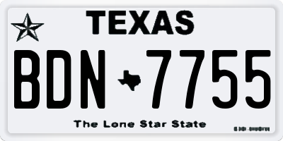 TX license plate BDN7755