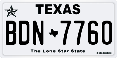 TX license plate BDN7760