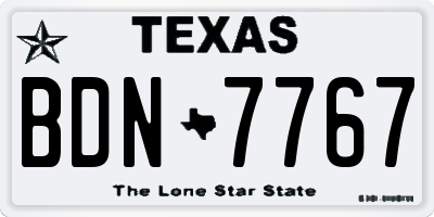 TX license plate BDN7767