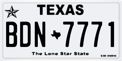 TX license plate BDN7771