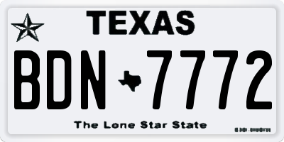 TX license plate BDN7772