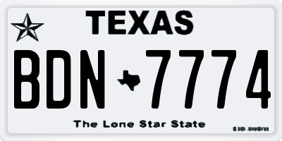 TX license plate BDN7774