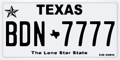 TX license plate BDN7777