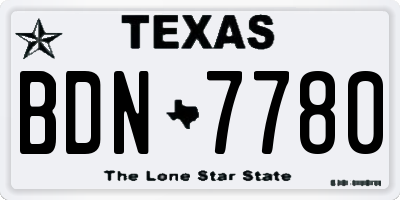 TX license plate BDN7780