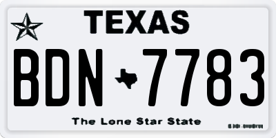 TX license plate BDN7783