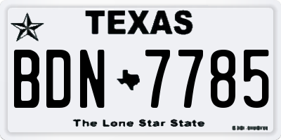 TX license plate BDN7785