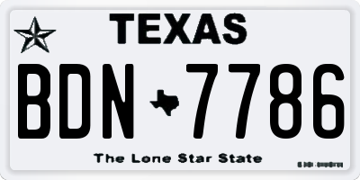TX license plate BDN7786