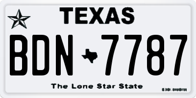 TX license plate BDN7787
