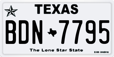 TX license plate BDN7795