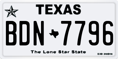 TX license plate BDN7796