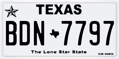 TX license plate BDN7797