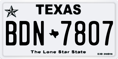 TX license plate BDN7807