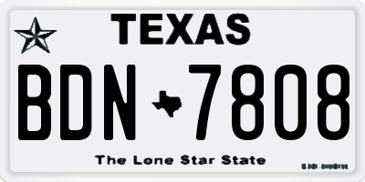 TX license plate BDN7808
