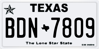 TX license plate BDN7809