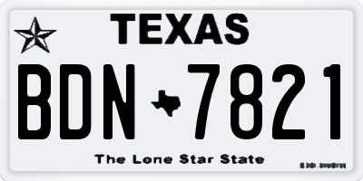 TX license plate BDN7821