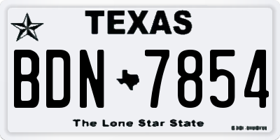 TX license plate BDN7854