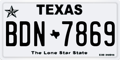 TX license plate BDN7869