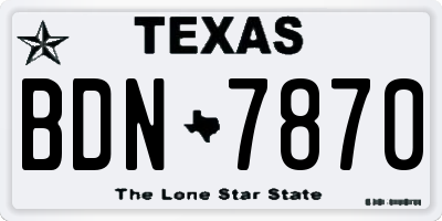 TX license plate BDN7870