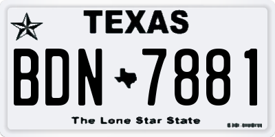 TX license plate BDN7881