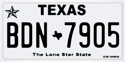 TX license plate BDN7905