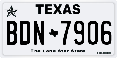 TX license plate BDN7906