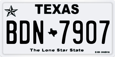 TX license plate BDN7907
