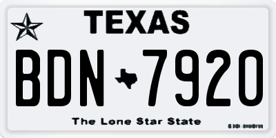 TX license plate BDN7920