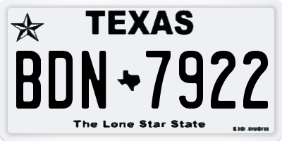 TX license plate BDN7922