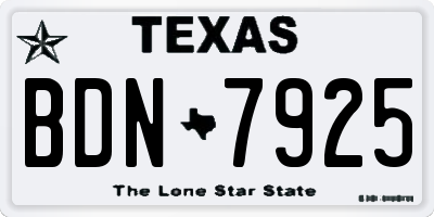 TX license plate BDN7925