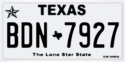 TX license plate BDN7927