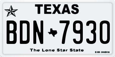 TX license plate BDN7930