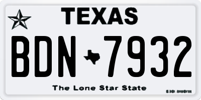 TX license plate BDN7932